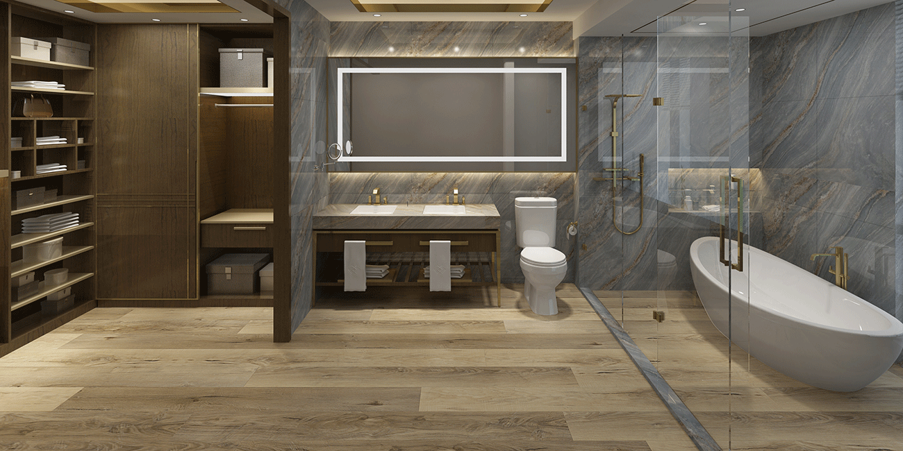 Impervia Commercial Bathroom Natural Oak Luxury Flooring IMP-KS04-189-9
