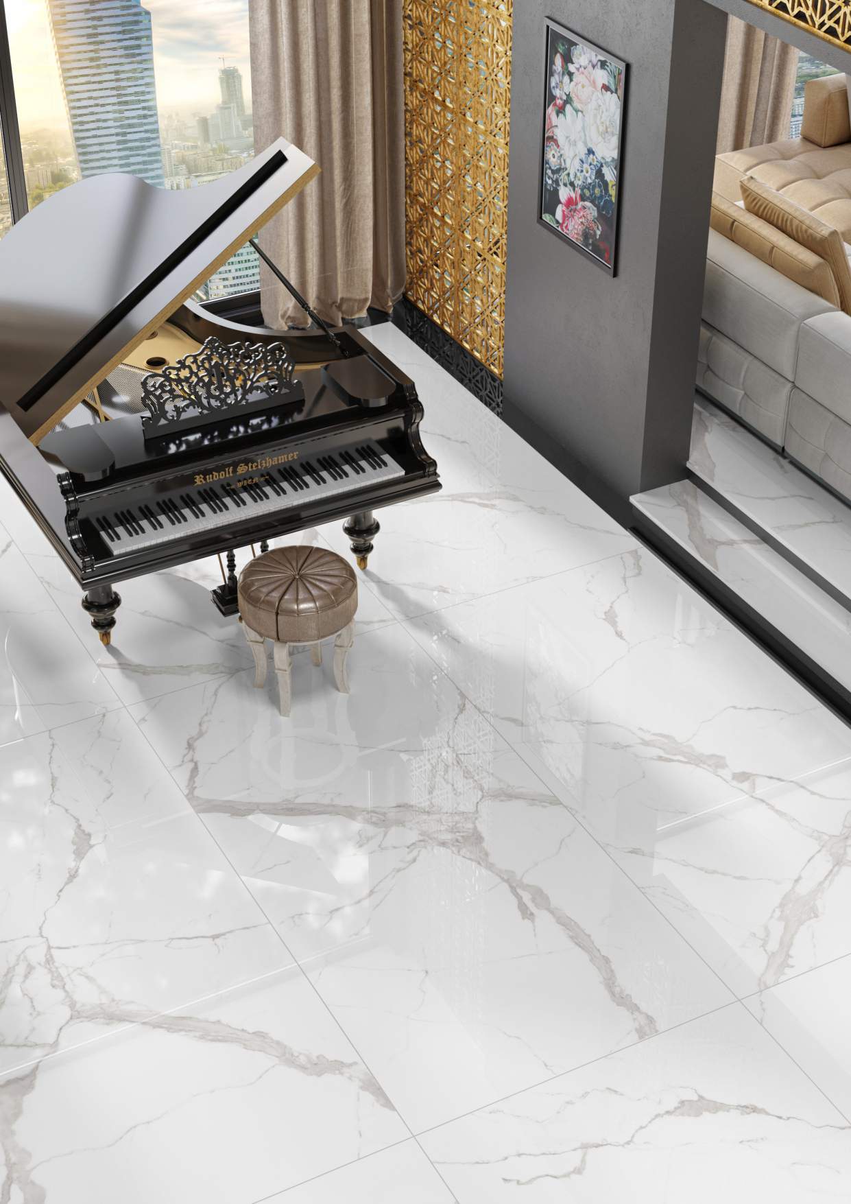 Statuario Glazed Porcelain Tile 1